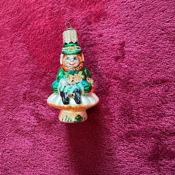 Old World Christmas Other - Old World Christmas Leprechaun on Mushroom Glass Ornament Irish St Patricks Day